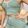 Kadın Yeşil Dantel Detaylı Şortlu Gecelik Pijama Takımı 5014 - Thumbnail Image 2