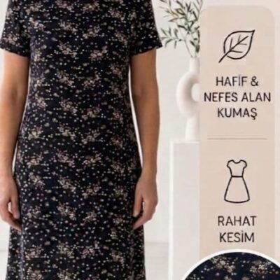 Siyah Çiçekli Elbise