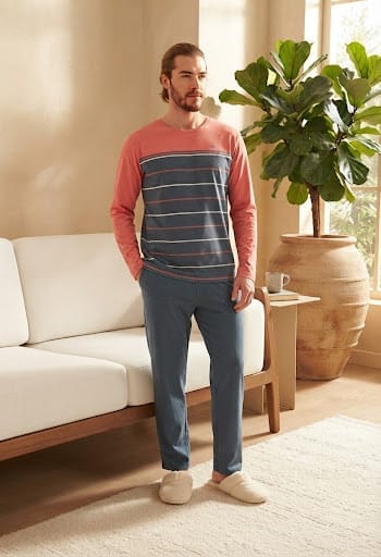 Vienetta Man Erkek Uzun Kollu Pijama Takımı