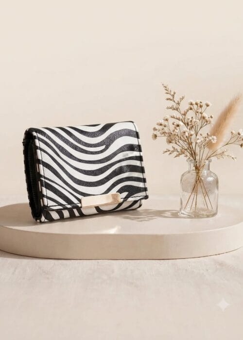 Zebra Desenli Şık Kadın Mini Cüzdan