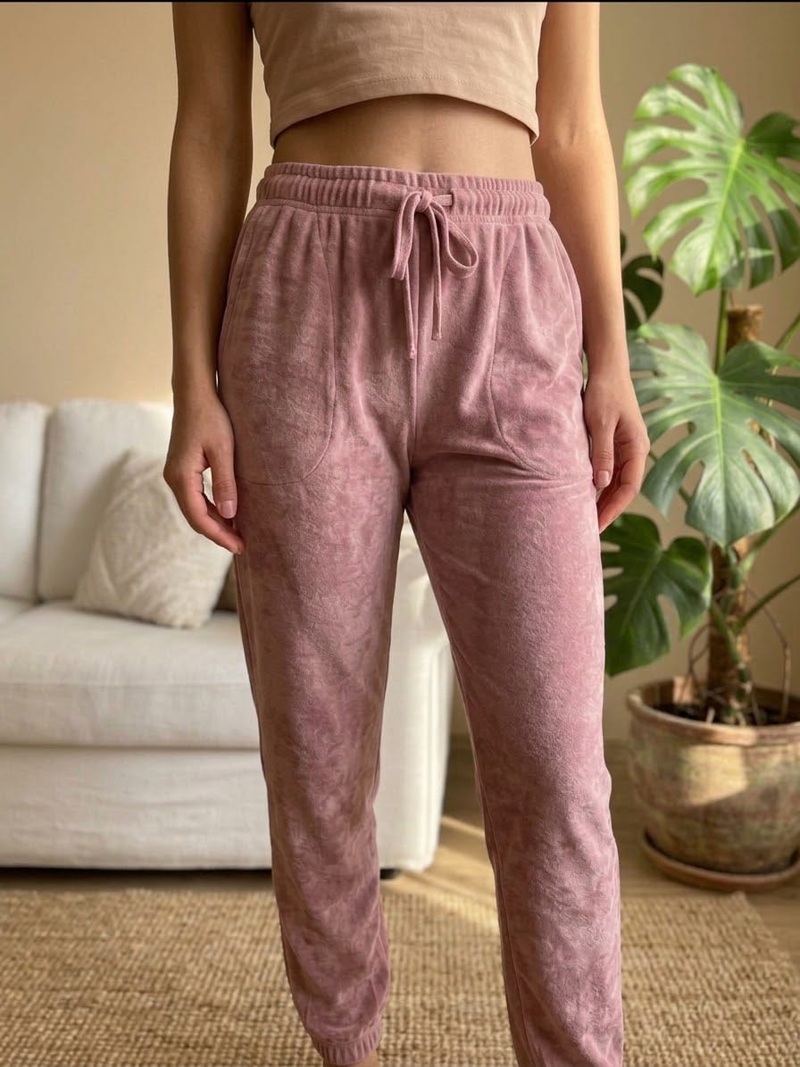 Velur (Kadife Dokulu) Jogger Pijama Altı - Görsel 4