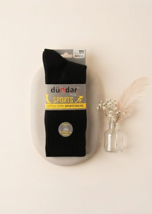 ​Dündar Plus Cotton Terry Erkek Siyah Sporcu Çorabı (40-44)    7101